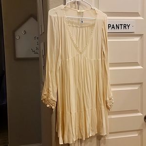 Cream Dress Small Lace Trim